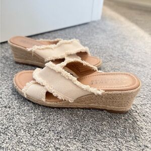 Journee collection Wedge Espadrille Sandals in Cream - 8